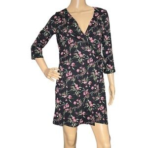 Nine Britton Frances faux wrap black floral dress NWT small